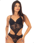 Body Rendado Sensual Preto